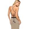 image:imageLSpace Bianca Top for Women Crochet Crop Top with Halter Neck and Adjustable Straps Criss Cross Back 100 CottonTip the Scales Stripe