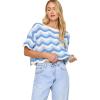 image:imageLSpace Make Waves Sweater for Women Knit Top with Scalloped Hem Oversized Fit Loose Short Sleeve Top Made of 100 CottonBlue Crush