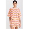 image:imageLSpace Make Waves Sweater for Women Knit Top with Scalloped Hem Oversized Fit Loose Short Sleeve Top Made of 100 CottonCatching Sunsets