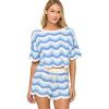 image:imageLSpace Make Waves Sweater for Women Knit Top with Scalloped Hem Oversized Fit Loose Short Sleeve Top Made of 100 CottonBlue Crush