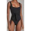 image:imageLSpace Balboa One Piece Swimsuit for Women Square Neck Customizable Fit with Adjustable Tie Waist Back and StrapsBlack
