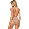 image:imageLSpace Coco One Piece Swimsuit for Women Flattering Classic Coverage with Deep V Neck Open Back and High Leg CutBrown Sugar