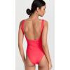 image:imageLSpace Coco One Piece Swimsuit for Women Flattering Classic Coverage with Deep V Neck Open Back and High Leg CutHot Cherry