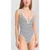 image:imageLSpace Coco One Piece Swimsuit for Women Flattering Classic Coverage with Deep V Neck Open Back and High Leg CutSail Along Stripe