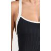 image:imageLSpace Ribbed Baewatch One Piece Swimsuit for Women Classic Coverage Low Back with Criss Cross Straps amp Scoop NeckBlack and Cream