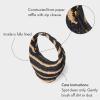 image:imageLSpace Womens NaturalBlack Aya Hobo Circle Handbag Striped Paper Raffia Fully Lined Zipper Closure OS