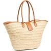 image:imageLSpace Alfie Bag Featuring Faux Leather Straps Magnetic Flap Closure and Multipurpose Cornhusk Body Large Tote Bag Natural