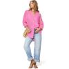 image:imageLSpace Rio Tunic for Women Button Down Collared Shirt Long Sleeve Top With Buttoned Cuffs Beach Cover Up 100 LinenHottest Pink
