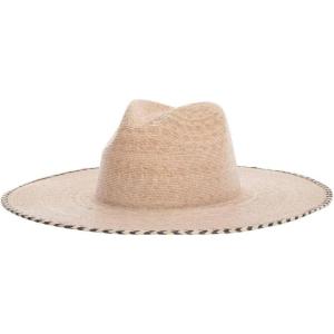 image:imageLSpace Dean Hat for Women WideBrimmed Hat for Summer Sun Protection Vacation Contrast Weaved Edge 100 PalmNatural