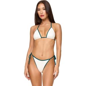 image:imageLSpace Levy Bikini Bottom for Women Bitsy Coverage Low Rise Bottom Adjustable Side Tie Featuring Color Block FabricCreamdeep Teal