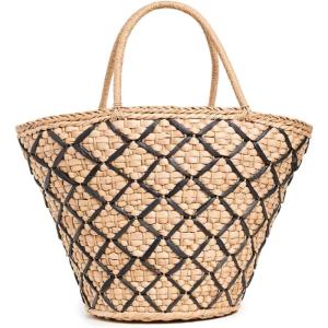 image:imageLSpace Palma Nights Bag for Women Large Straw Travel Bag Lined Tote With Drawstring Woven Detail 100 Corn Husk NaturalBlack