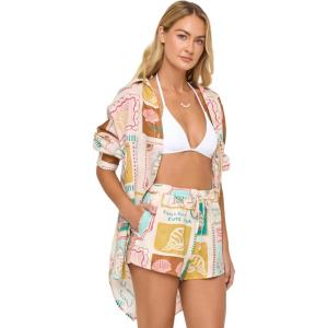 image:imageLSpace Rio Tunic for Women Button Down Collared Shirt Long Sleeve Top With Buttoned Cuffs Beach Cover Up 100 LinenPostcards
