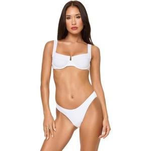 image:imageLSpace Rocky Bikini Bottom for Women Classic Coverage Low Waisted Bottom Wide Strips on Hips Swimsuit Bottom for SummerWhite