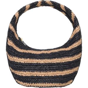 image:imageLSpace Womens NaturalBlack Aya Hobo Circle Handbag Striped Paper Raffia Fully Lined Zipper Closure OS