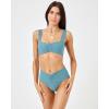 image:imageLSpace Bardot Bikini Bottom for Women High Waisted Swimsuit with Front Ruching and Classic CoverageSlated Glass