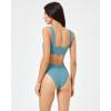 image:imageLSpace Bardot Bikini Bottom for Women High Waisted Swimsuit with Front Ruching and Classic CoverageSlated Glass