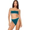image:imageLSpace Hazel Bikini Top for Women Ribbed Bralette Featuring Adjustable Straps and Removable PadsDeep Tealcream