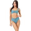 image:imageLSpace Bardot Bikini Bottom for Women High Waisted Swimsuit with Front Ruching and Classic CoverageSlated Glass