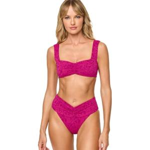 image:imageLSpace Bardot Bikini Bottom for Women High Waisted Swimsuit with Front Ruching and Classic CoverageBerry