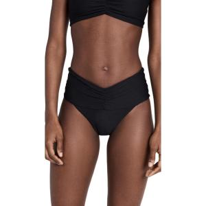 image:imageLSpace Bardot Bikini Bottom for Women High Waisted Swimsuit with Front Ruching and Classic CoverageBlack