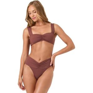 image:imageLSpace Bardot Bikini Bottom for Women High Waisted Swimsuit with Front Ruching and Classic CoverageCaf