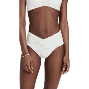 image:imageLSpace Bardot Bikini Bottom for Women High Waisted Swimsuit with Front Ruching and Classic CoverageCream