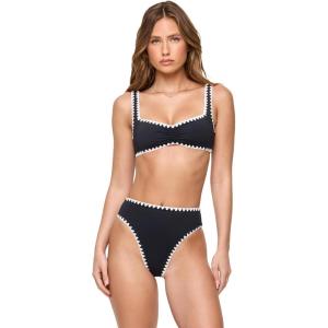 image:imageLSpace Effie Bikini Top for Women Whipstich Bralette Medium Support Wide Strap Sporty Fit Cutout Back amp Removable PadsBlackcream
