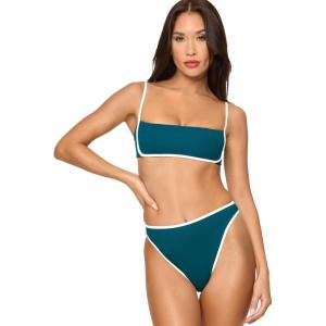 image:imageLSpace Hazel Bikini Top for Women Ribbed Bralette Featuring Adjustable Straps and Removable PadsDeep Tealcream