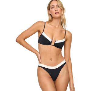 image:imageLSpace Peyton Bikini Top for Women Two Piece Swim Medium Coverage Bralette Fit U Wire Front amp Adjustable StrapsBlackcream