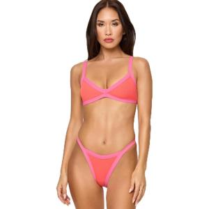 image:imageLSpace Taylor Bikini Top for Women Colorblock Bralette Swimsuit Cinched Front Supportive BikiniGrapefruitbubblegum Pink