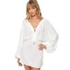 image:imageLSpace Deia Mini Dress for Women Relaxed Fit Coastal CoverUp Features Plunging VNeck Adjustable Ties amp Breezy SleevesCream