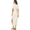 image:imageLSpace Drew Dress for Women Everyday Twist Front Midi Dress Featuring Short Cuffed Sleeves Relaxed Fit amp Leg SlitCream