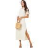 image:imageLSpace Drew Dress for Women Everyday Twist Front Midi Dress Featuring Short Cuffed Sleeves Relaxed Fit amp Leg SlitCream