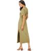 image:imageLSpace Drew Dress for Women Everyday Twist Front Midi Dress Featuring Short Cuffed Sleeves Relaxed Fit amp Leg SlitOlive Branch