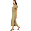 image:imageLSpace Drew Dress for Women Everyday Twist Front Midi Dress Featuring Short Cuffed Sleeves Relaxed Fit amp Leg SlitOlive Branch