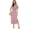 image:imageLSpace Drew Dress for Women Everyday Twist Front Midi Dress Featuring Short Cuffed Sleeves Relaxed Fit amp Leg SlitSmoky Quartz