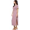 image:imageLSpace Drew Dress for Women Everyday Twist Front Midi Dress Featuring Short Cuffed Sleeves Relaxed Fit amp Leg SlitSmoky Quartz
