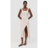 image:imageLSpace Vivienne Dress for Women Fitted Ribbed Midi with Shelf Bra Scoop Neck Low Back amp Leg Slit Long Sleeveless DressBone