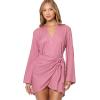 image:imageLSpace Womens Las Palmas Mini Dress Long Sleeve ButtonDown Wrap Dress Adjustable Tie Front amp HookandEye ClosureCherry Blossom