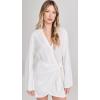 image:imageLSpace Womens Las Palmas Mini Dress Long Sleeve ButtonDown Wrap Dress Adjustable Tie Front amp HookandEye ClosureCream