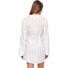 image:imageLSpace Womens Las Palmas Mini Dress Long Sleeve ButtonDown Wrap Dress Adjustable Tie Front amp HookandEye ClosureFine Line Stripe