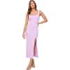 image:imageLSpace Vivienne Dress for Women Fitted Ribbed Midi with Shelf Bra Scoop Neck Low Back amp Leg Slit Long Sleeveless DressLight Iris