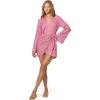image:imageLSpace Womens Las Palmas Mini Dress Long Sleeve ButtonDown Wrap Dress Adjustable Tie Front amp HookandEye ClosureCherry Blossom