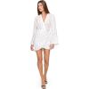 image:imageLSpace Womens Las Palmas Mini Dress Long Sleeve ButtonDown Wrap Dress Adjustable Tie Front amp HookandEye ClosureFine Line Stripe