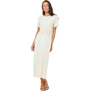 image:imageLSpace Drew Dress for Women Everyday Twist Front Midi Dress Featuring Short Cuffed Sleeves Relaxed Fit amp Leg SlitCream