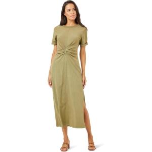 image:imageLSpace Drew Dress for Women Everyday Twist Front Midi Dress Featuring Short Cuffed Sleeves Relaxed Fit amp Leg SlitOlive Branch