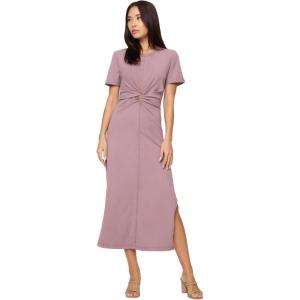 image:imageLSpace Drew Dress for Women Everyday Twist Front Midi Dress Featuring Short Cuffed Sleeves Relaxed Fit amp Leg SlitSmoky Quartz