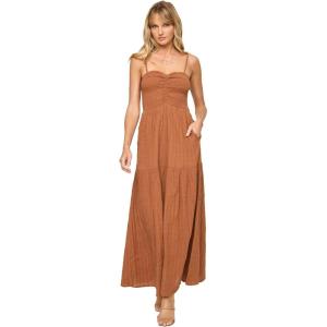 image:imageLSpace Mallorca Dress for Women Cotton Maxi Dress Adjustable Spaghetti Straps Smocked Bodice Tiered Skirt SundressBrown Sugar