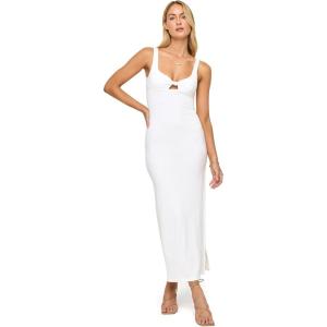 image:imageLSpace Womens Alexis Dress Ribbed Midi Length Twist Front amp Bust Cutout Side Leg Slit Tank Straps Vacation amp CocktailCream