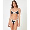 image:imageLSpace Mackenzie Bikini Bottom for Women HighLeg Colorblock Swimsuit MidRise Ribbed Bathing Suit Black amp Cream XS